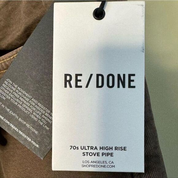 NWT RE/DONE × LEVI'S 70s Ultra High Rise Stove Pipe Jeans Raw Hem Chocolate 29 - Picture 6 of 6